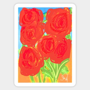 Red Set Flowers Sticker